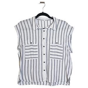 KOTON Striped Crop Top Grey White Size Large